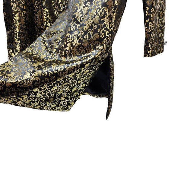 Vintage-Style Womens Brocade Long Coat Size XXL Gold & Black - Picture 6 of 11